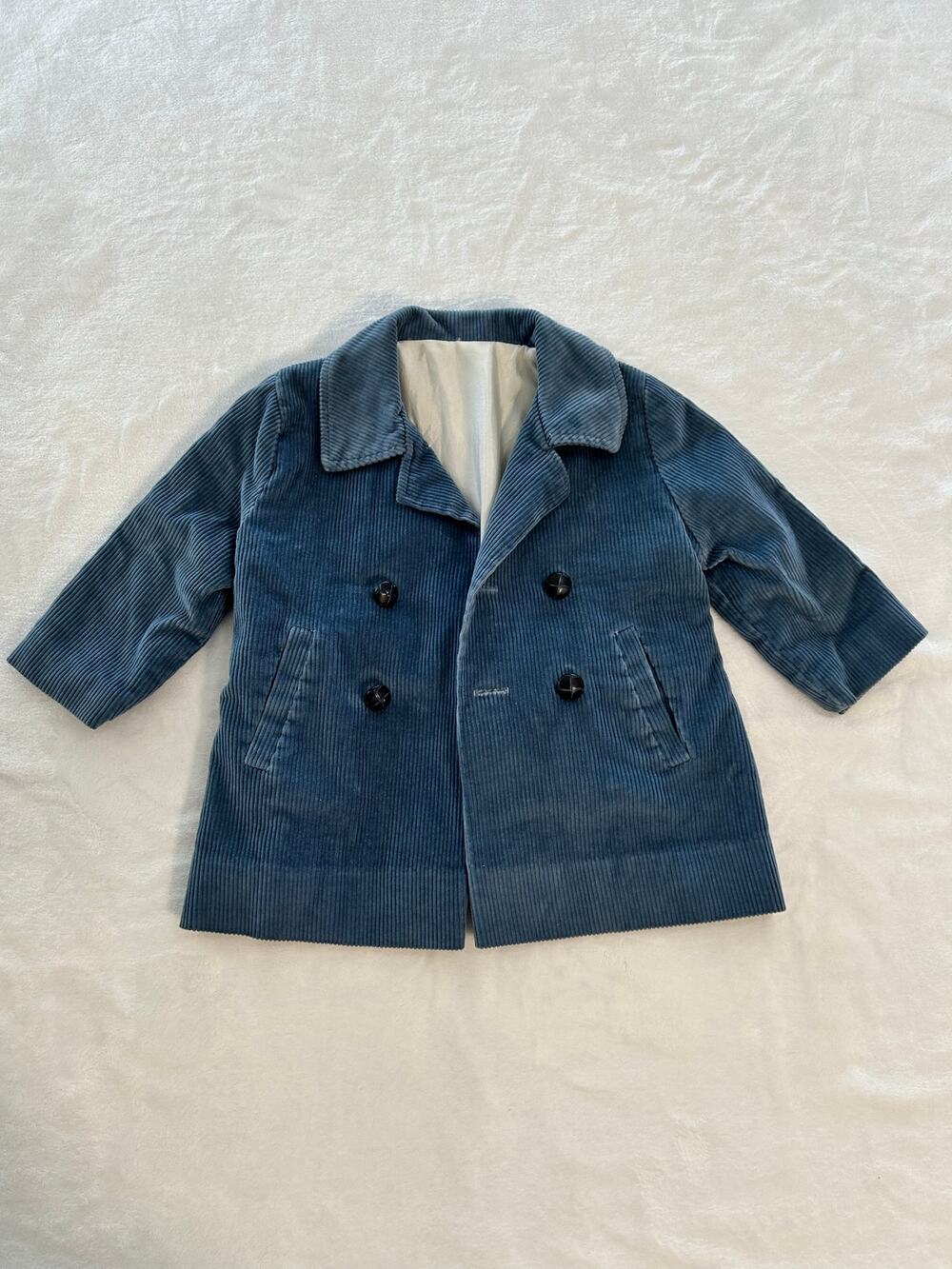 Vintage Millicent's Child's Blue Corduroy Pea Coat See Measurements